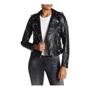 BlankNYC Dragonfly Bejeweled Leather Jacket - Large